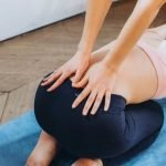 Knee Elbow Fit Girl Exercise Strong woman in yoga pose, knee and elbow fit girl exercise